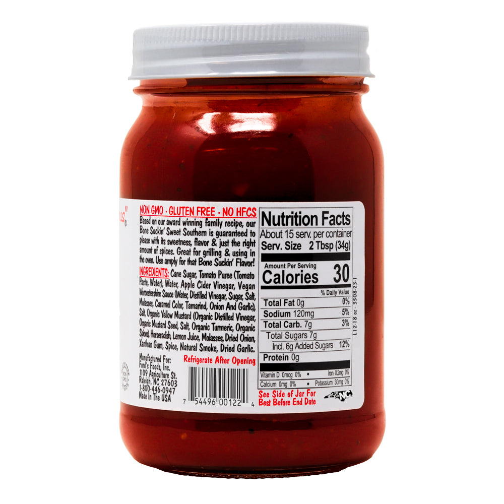 Jar of pasta sauce with nutrition label on a white background