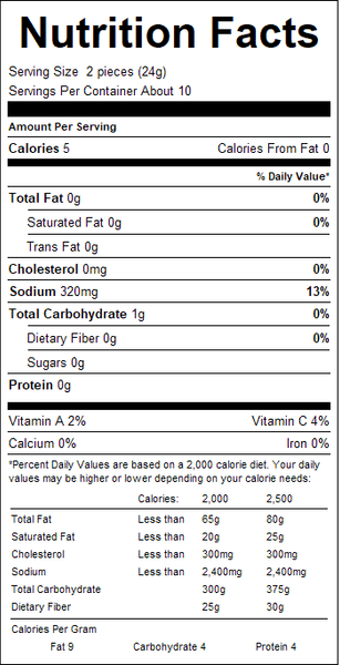 Nutrition facts label for a food product with detailed calorie count and nutritional information.