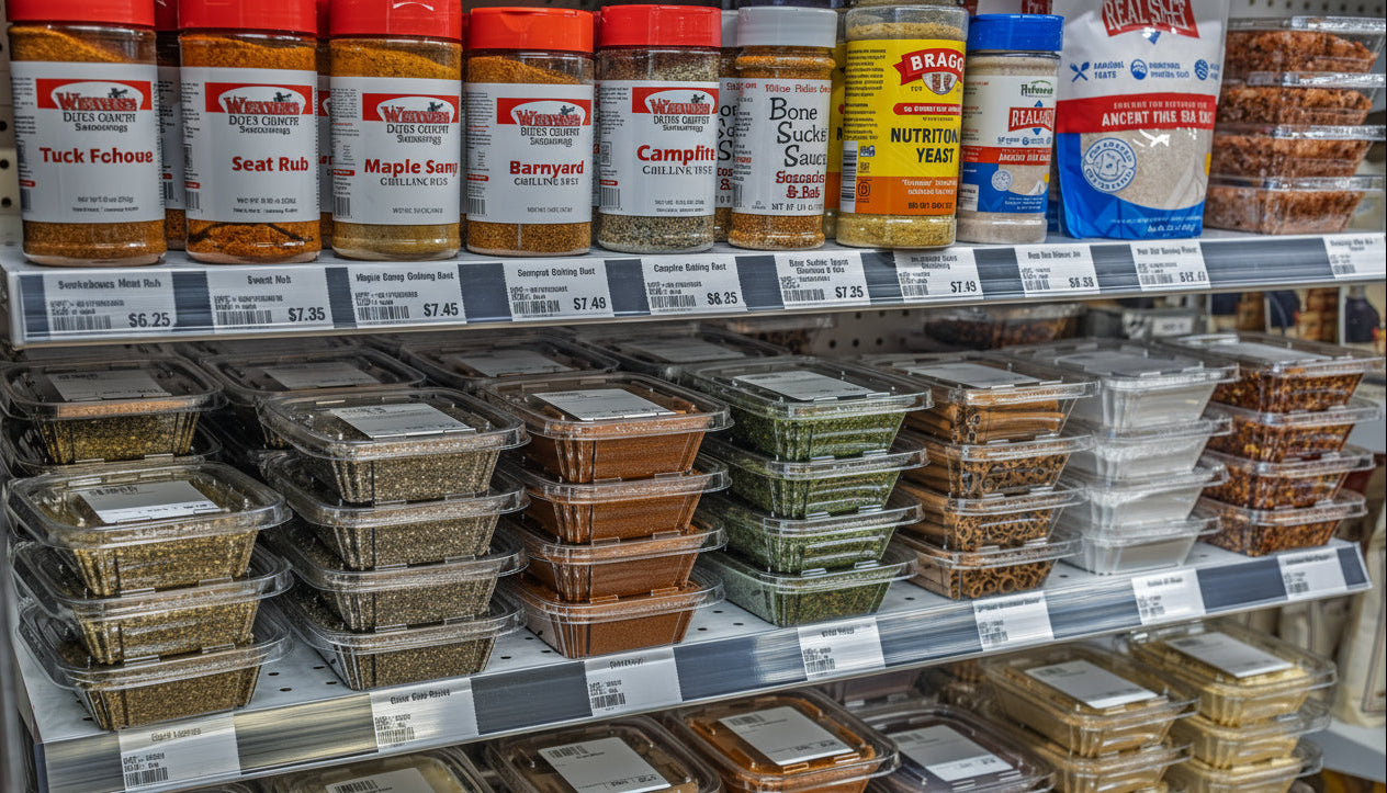 Groceries on shelving