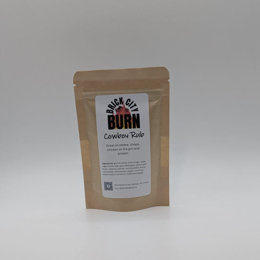 Brown paper bag with a label on a gray background