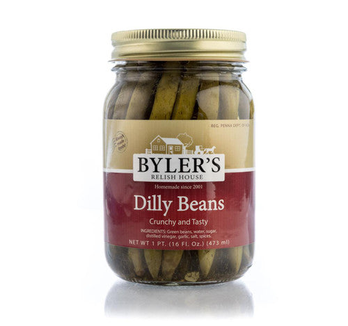 Jar of Byler's Dilly Beans on a white background