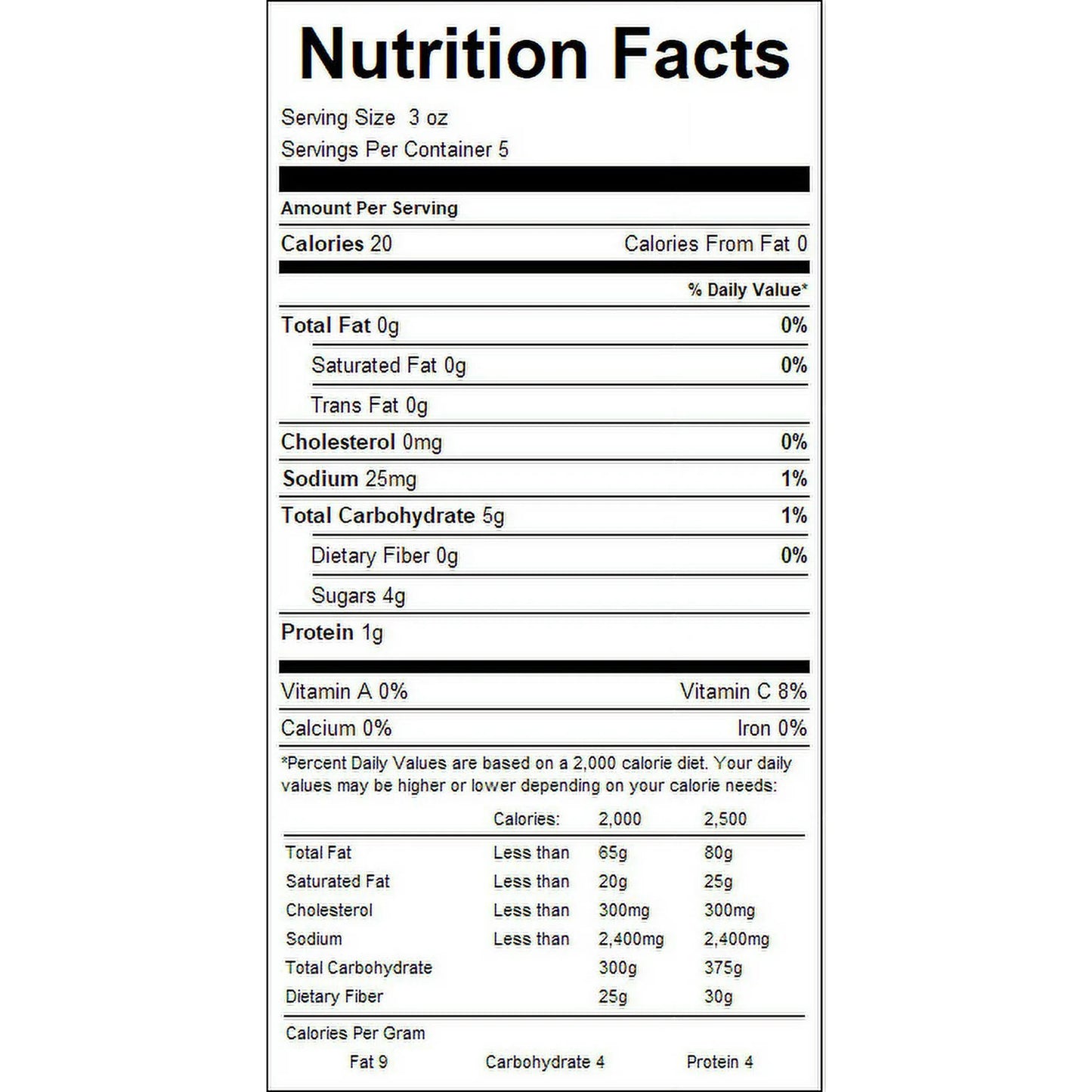 Nutrition facts label for a product with detailed nutritional information.
