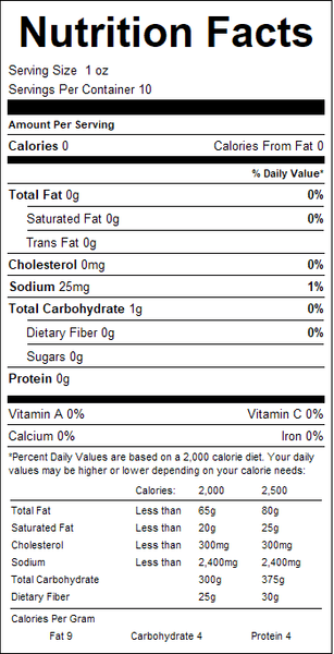 Nutrition facts label with detailed information on a white background