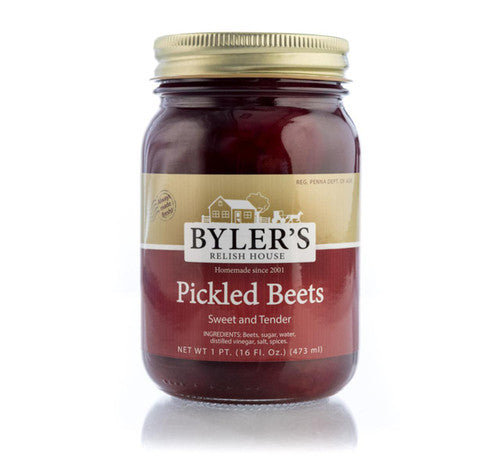 Jar of Byler's Pickled Beets on a white background