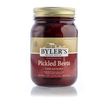 Jar of Byler's Pickled Beets on a white background