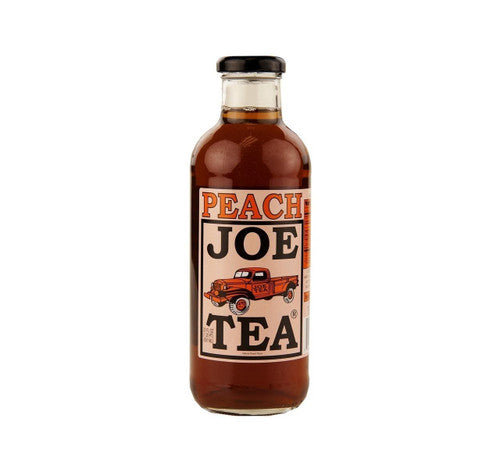 Bottle of Peach Joe Tea on a white background