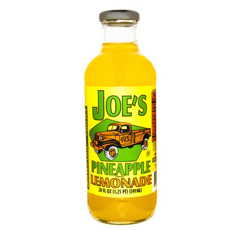 Bottle of Joe's Pineapple Lemonade with a yellow label featuring a truck graphic on a white background.