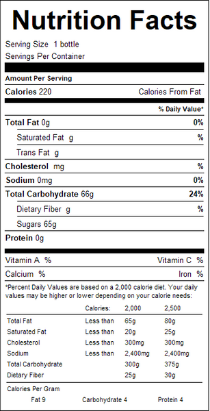 Nutrition facts label for a product with detailed information on calories, fat content, and other nutrients.