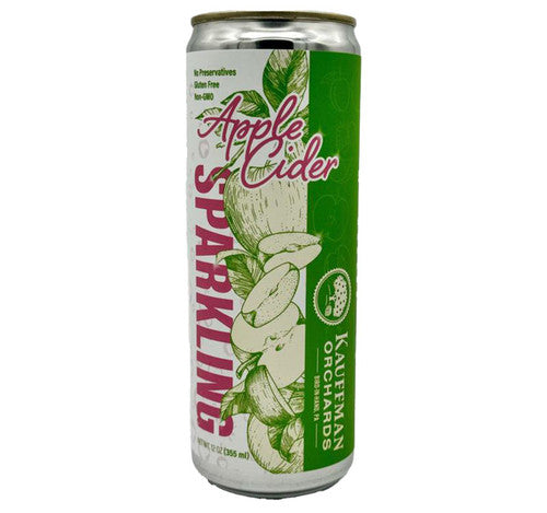 Can of Kauffman Orchards Apple Cider Sparkling on a white background