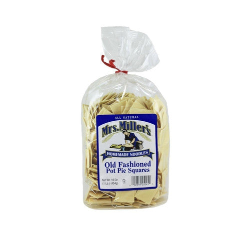 Bag of Mrs. Miller's Old Fashioned Pot Pie Squares on a white background