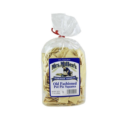 Bag of Mrs. Miller's Old Fashioned Pot Pie Squares on a white background