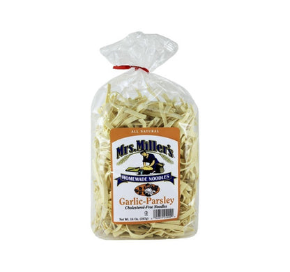 Bag of Mrs. Miller's Garlic-Parsley Homemade Noodles on a white background