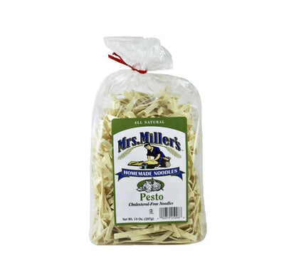 Bag of Mrs. Miller's Homemade Noodles Pesto on a white background