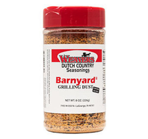 Jar of Weavers Dutch Country Seasonings Barnyard Grilling Dust on a white background