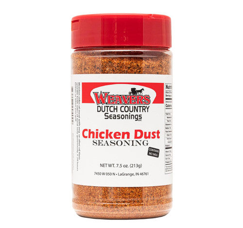 Weaver's Chicken Dust seasoning jar on a white background