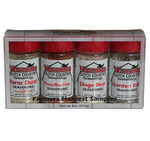 Four bottles of Werner Dutch Country Seasonings in a box on a white background