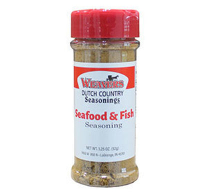 Weiner's Seafood & Fish Seasoning bottle with red cap on a white background