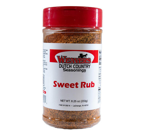 Jar of Weavers Dutch Country Sweet Rub seasoning on a white background