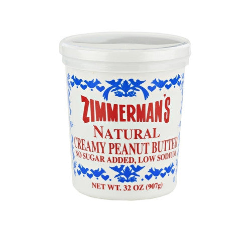 Jar of Zimmerman's Natural Creamy Peanut Butter on a white background