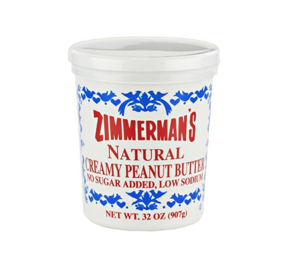 Jar of Zimmerman's Natural Creamy Peanut Butter on a white background