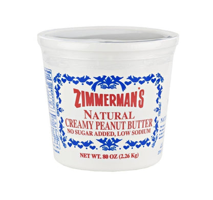 Container of Zimmerman's Natural Creamy Peanut Butter on a white background